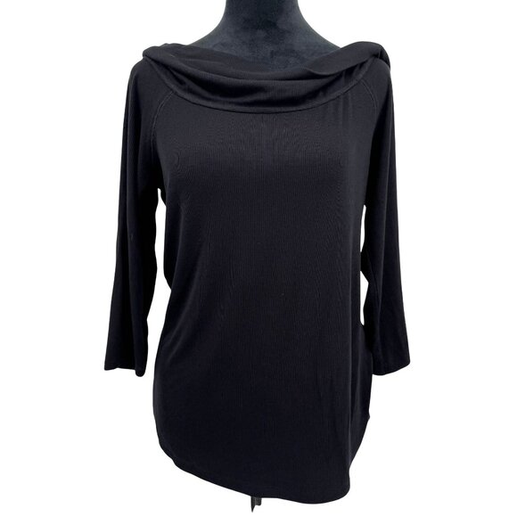 Saturday/Sunday By Anthropologie Tops - Saturday Sunday By Anthropologie Black Ribbed Top Womens L 3/4 Sleeves Relaxed